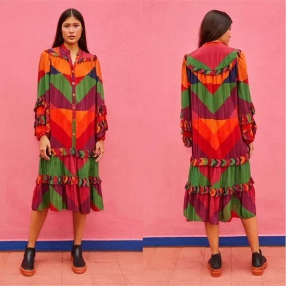 Farm Rio Women’s Juliana Stripes Midi Dress - Size Small - Picture 4 of 12